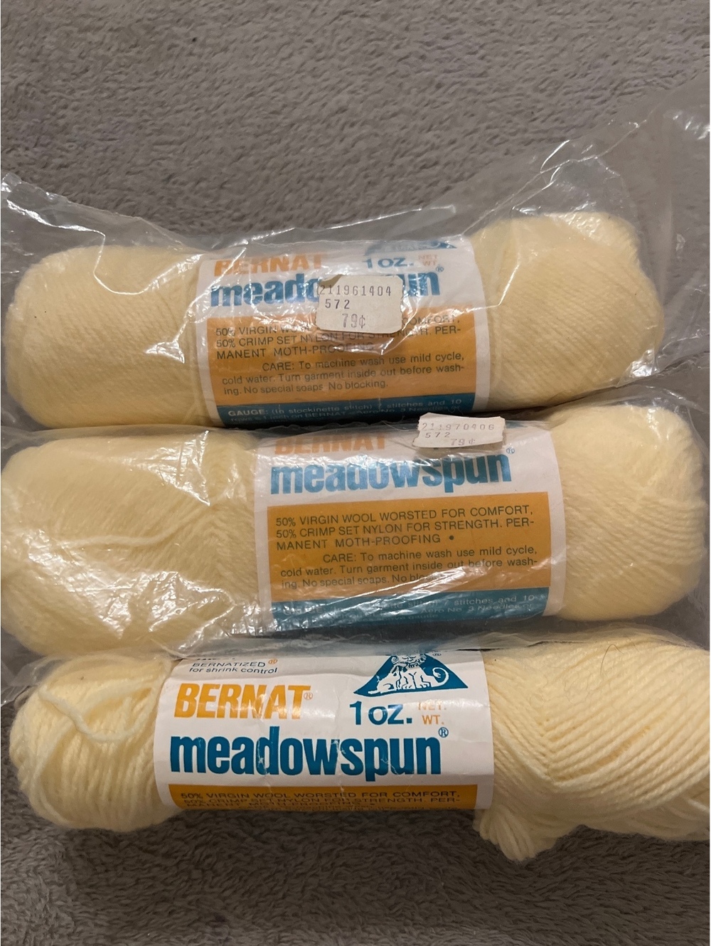 Bernat Meadowspun Baby Yellow Yarn 1 oz Skeins - 3 Pack
